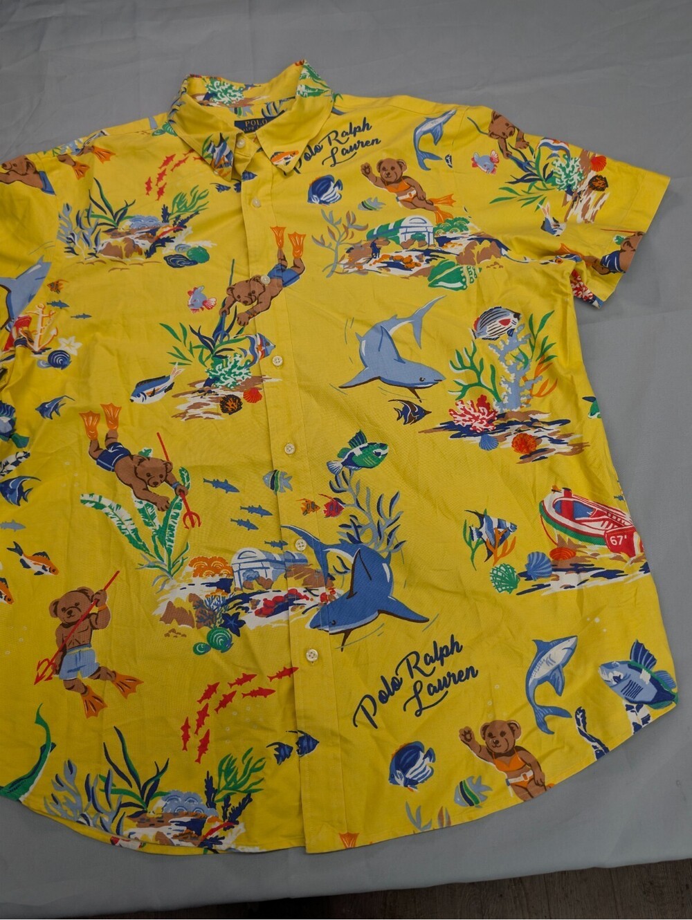 Polo Bear Ralph Lauren Scuba Shirt XL Classic Fit Yellow